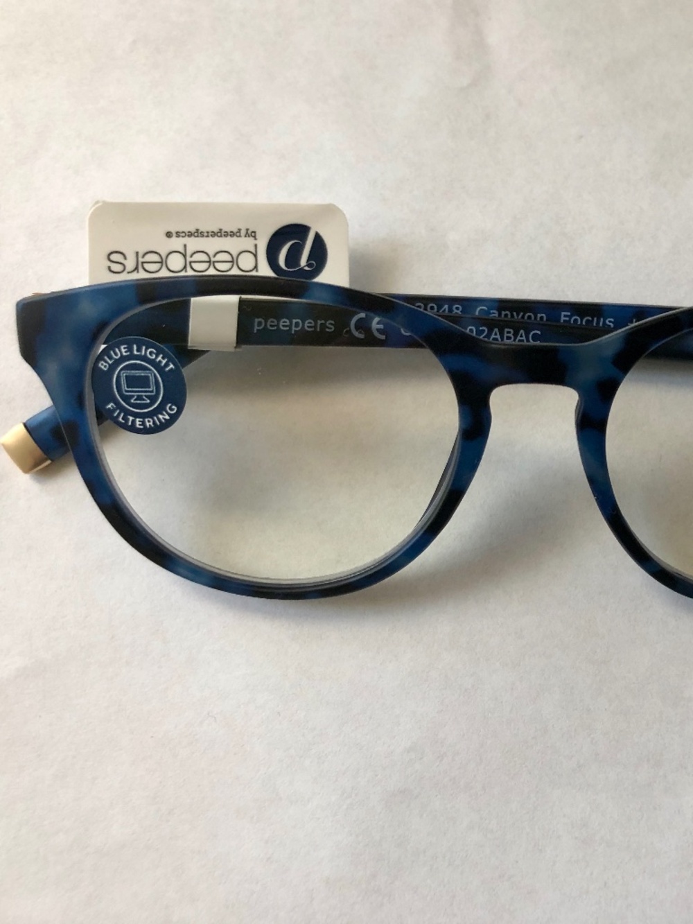 NEW Peepers Navy Tortoise Blue Light Filtering Glasses +1.00